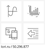 Mobile UI Line Icon Set of 4 Modern Pictograms of graph, responsive, graph, graph, indent Vector Illustration. Стоковая иллюстрация, агентство Ingram Publishing / Фотобанк Лори