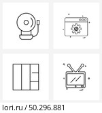 Pixel Perfect Set of 4 Vector Line Icons such as alarm, grid, web, setting, stacked Vector Illustration. Стоковая иллюстрация, агентство Ingram Publishing / Фотобанк Лори