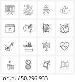 Pixel Perfect Set of 16 Vector Line Icons such as month, calendar, direction, thumbs up, liked Vector Illustration. Стоковая иллюстрация, агентство Ingram Publishing / Фотобанк Лори