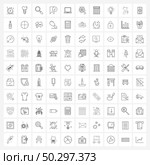 Mobile UI Line Icon Set of 100 Modern Pictograms of computer, check, maximize, label, bookmark Vector Illustration. Стоковая иллюстрация, агентство Ingram Publishing / Фотобанк Лори