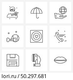 Set of 9 Simple Line Icons of love, pet shop, charity, pet, ball Vector Illustration. Стоковая иллюстрация, агентство Ingram Publishing / Фотобанк Лори