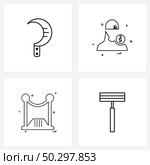 Set of 4 Universal Line Icons of blade, red carpet, tool, profile, eraser Vector Illustration. Стоковая иллюстрация, агентство Ingram Publishing / Фотобанк Лори