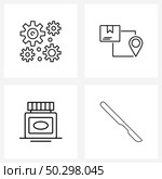 4 Universal Line Icons for Web and Mobile setting, skincare, folder, beauty, lancet Vector Illustration. Стоковая иллюстрация, агентство Ingram Publishing / Фотобанк Лори