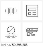 Set of 4 Simple Line Icons of music, ok, sound, web, software Vector Illustration. Стоковая иллюстрация, агентство Ingram Publishing / Фотобанк Лори