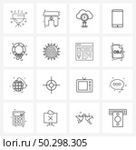 16 Universal Line Icon Pixel Perfect Symbols of internet, network, institution, infrared, weather Vector Illustration. Стоковая иллюстрация, агентство Ingram Publishing / Фотобанк Лори