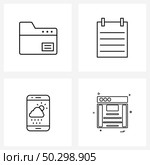 4 Universal Icons Pixel Perfect Symbols of folder, forecast, data, text, online Vector Illustration. Стоковая иллюстрация, агентство Ingram Publishing / Фотобанк Лори