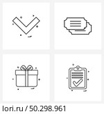 Set of 4 Line Icon Signs and Symbols of ui, gift, down, tokens, birthday Vector Illustration. Стоковая иллюстрация, агентство Ingram Publishing / Фотобанк Лори