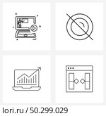 Set of 4 Modern Line Icons of laptop, up, tech, mirror, butt Vector Illustration. Стоковая иллюстрация, агентство Ingram Publishing / Фотобанк Лори