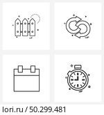 Simple Set of 4 Line Icons such as boundary, date, arrow, refresh, month Vector Illustration. Стоковая иллюстрация, агентство Ingram Publishing / Фотобанк Лори