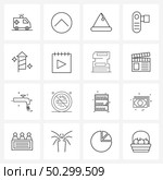 UI Set of 16 Basic Line Icons of celebrate, fire, Christmas, crackers, video Vector Illustration. Стоковая иллюстрация, агентство Ingram Publishing / Фотобанк Лори