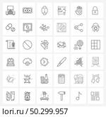 Isolated Symbols Set of 36 Simple Line Icons of charity foundation, charitable organization, hand watch, electric board, circuit Vector Illustration. Стоковая иллюстрация, агентство Ingram Publishing / Фотобанк Лори