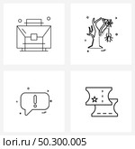 Line Icon Set of 4 Modern Symbols of investment, sms, Halloween, spider, admission Vector Illustration. Стоковая иллюстрация, агентство Ingram Publishing / Фотобанк Лори