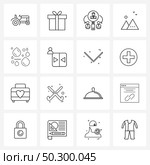 Line Icon Set of 16 Modern Symbols of shrink, weather, business, water, nature Vector Illustration. Стоковая иллюстрация, агентство Ingram Publishing / Фотобанк Лори