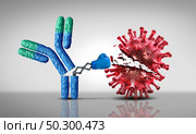 Antobody fighting virus and Immunoglobulin concept as antibodies attacking contagious viral cells and pathogens as a 3D illustration. Стоковое фото, агентство Ingram Publishing / Фотобанк Лори