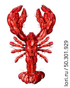 Lobster symbol isolated on a white background as a group of fresh seafood or shellfish food concept as a complete red shell crustacean in an overhead view isolated on a white background. Стоковое фото, агентство Ingram Publishing / Фотобанк Лори