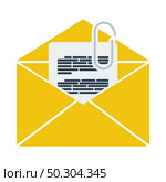 Mail With Attachment Icon. Flat Color Design. Vector Illustration. Стоковая иллюстрация, агентство Ingram Publishing / Фотобанк Лори