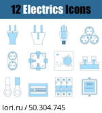 Electrics Icon Set. Thin Line With Blue Fill Design. Vector Illustration. Стоковая иллюстрация, агентство Ingram Publishing / Фотобанк Лори
