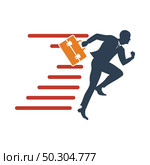 Icon Of Accelerating Businessman. Flat Color Design. Vector Illustration. Стоковая иллюстрация, агентство Ingram Publishing / Фотобанк Лори