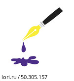 Fountain Pen With Blot Icon. Flat Color Design. Vector Illustration. Стоковая иллюстрация, агентство Ingram Publishing / Фотобанк Лори