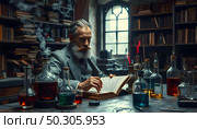 Old Scientist In An Abandoned Laboraatory AI Generative. Стоковое AI-изображение, AI-художник Андрей Скат / Фотобанк Лори