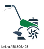 Garden Tiller Icon. Flat Color Design. Vector Illustration. Стоковая иллюстрация, агентство Ingram Publishing / Фотобанк Лори