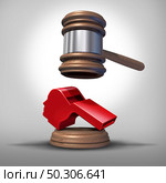Whistleblower laws or anonymous whistle blower justice concept as a symbol of exposing corruption or misconduct in the workplace with a red whistling object shaped as a human head as a 3D render. Стоковое фото, агентство Ingram Publishing / Фотобанк Лори