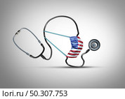 United States deadly virus public health risk and coronavirus disease and flu outbreak or coronaviruses influenza as dangerous viral strain case as a US pandemic medical concept with 3D illustration elements. Стоковое фото, агентство Ingram Publishing / Фотобанк Лори