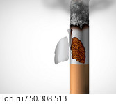 Lungs and smoking medical concept as a lit cigarette with the ashes shaped as a human breathing organ as a nicotine addiction and smoking habit risk with 3D illustration elements. Стоковое фото, агентство Ingram Publishing / Фотобанк Лори