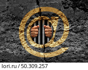 Prisoner of technology and trapped by the internet as a social media and big tech prison psychology of how a digital lifestyle affects society and lack of freedom with 3D illustration elements. Стоковое фото, агентство Ingram Publishing / Фотобанк Лори