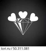 Diamond With Hearts Icon. White on Black Background. Vector Illustration. Стоковая иллюстрация, агентство Ingram Publishing / Фотобанк Лори