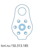 Alpinist Pulley Icon. Thin Line With Blue Fill Design. Vector Illustration. Стоковая иллюстрация, агентство Ingram Publishing / Фотобанк Лори