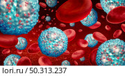 Eosinophil white blood cell concept inside the human body related to the immune system and allergy or asthma medical condition as cells inside an artery anatomy concept as a 3D illustration. Стоковое фото, агентство Ingram Publishing / Фотобанк Лори
