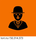 Detective Icon. Black on Orange Background. Vector Illustration. Стоковая иллюстрация, агентство Ingram Publishing / Фотобанк Лори