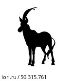 Saber-horned antelope silhouette. Smooth and clean lines. High detailed Saber-horned antelope silhouette. Vector Illustration.. deer and goats silhouettes set. Стоковая иллюстрация, агентство Ingram Publishing / Фотобанк Лори