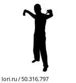 Silhouette man with sword machete cold weapons in hand military man soldier serviceman in various positions hunter with knife fight poses strong defender warrior concept weaponry standing black color vector illustration flat style simple image. Silhouette man with sword machete cold weapons in hand military man soldier serviceman in positions hunter with knife fight poses strong defender warrior concept weaponry stand black color vector illustration flat style image. Стоковая иллюстрация, агентство Ingram Publishing / Фотобанк Лори