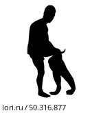 Silhouette man dressing pant clothes concept put on his trousers black color vector illustration flat style simple image. Silhouette man dressing pant clothes concept put on his trousers black color vector illustration flat style image. Стоковая иллюстрация, агентство Ingram Publishing / Фотобанк Лори