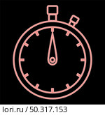 Neon the stopwatch it is the red color vector illustration flat style light image. Neon the stopwatch the red color vector illustration flat style image. Стоковая иллюстрация, агентство Ingram Publishing / Фотобанк Лори