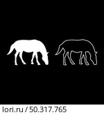 Steed Horse Equestrian Equine Stallion thoroughbred Mustang silhouette white color vector illustration solid outline style simple image. Steed Horse Equestrian Equine Stallion thoroughbred Mustang silhouette white color vector illustration solid outline style image. Стоковая иллюстрация, агентство Ingram Publishing / Фотобанк Лори