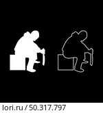 Man with sword machete Cold weapons in hand military man Soldier Serviceman in various positions Hunter with knife Fight poses Strong defender Warrior concept Weaponry Sitting on box silhouette white color vector illustration solid outline style simple image. Man with sword machete Cold weapons in hand military man Soldier Serviceman in positions Hunter with knife Fight poses Strong defender Warrior concept Weaponry Sit on box silhouette white color vector illustration solid outline style image. Стоковая иллюстрация, агентство Ingram Publishing / Фотобанк Лори