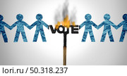 Political divide and voter division in an election vote with society split apart by ideology of politics as the left and right or liberal and conservative ideology with 3D illustration elements. Стоковое фото, агентство Ingram Publishing / Фотобанк Лори