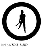 Man with sword machete Cold weapons in hand military man Soldier Serviceman in various positions Hunter with knife Fight poses Strong defender Warrior concept Weaponry Standing silhouette in circle round black color vector illustration solid outline style simple image. Man with sword machete Cold weapons in hand military man Soldier Serviceman in positions Hunter with knife Fight poses Strong defender Warrior concept Weaponry Stand silhouette in circle round black color vector illustration solid outline style image. Стоковая иллюстрация, агентство Ingram Publishing / Фотобанк Лори