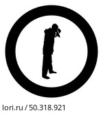 Man is blow one’s nose into handkerchief tissue paper Cough Rhinitis Allergies concept Sneezing Runny nose Snot highlighted Male smoky blowing orcue Hay fever silhouette in circle round black color vector illustration solid outline style simple image. Man is blow one’s nose into handkerchief tissue paper Cough Rhinitis Allergies concept Sneezing Runny nose Snot highlighted Male smoky blowing orcue Hay fever silhouette in circle round black color vector illustration solid outline style image. Стоковая иллюстрация, агентство Ingram Publishing / Фотобанк Лори