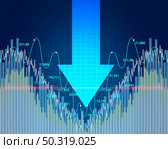 Stock market dip and economy decline or economic fear and financial equity selling as a downward arrow representing business recession in a 3D illustration style. Стоковое фото, агентство Ingram Publishing / Фотобанк Лори