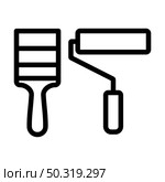 Icon Of Construction Paint Brushes. Editable Bold Outline Design. Vector Illustration. Стоковая иллюстрация, агентство Ingram Publishing / Фотобанк Лори