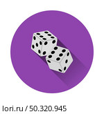 Craps Dice Icon. Flat Circle Stencil Design With Long Shadow. Vector Illustration. Стоковая иллюстрация, агентство Ingram Publishing / Фотобанк Лори