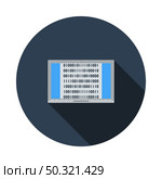 Laptop With Binary Code Icon. Flat Circle Stencil Design With Long Shadow. Vector Illustration. Стоковая иллюстрация, агентство Ingram Publishing / Фотобанк Лори