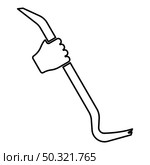 Crowbar in hand holding tool use Arm using Multifunctional utility bar contour outline icon black color vector illustration flat style simple image. Crowbar in hand holding tool use Arm using Multifunctional utility bar contour outline icon black color vector illustration flat style image. Стоковая иллюстрация, агентство Ingram Publishing / Фотобанк Лори