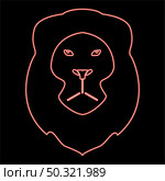 Neon lion head red color vector illustration flat style light image. Neon lion head red color vector illustration flat style image. Стоковая иллюстрация, агентство Ingram Publishing / Фотобанк Лори