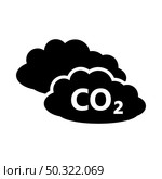 CO 2 Cloud Icon. Black Stencil Design. Vector Illustration. Стоковая иллюстрация, агентство Ingram Publishing / Фотобанк Лори