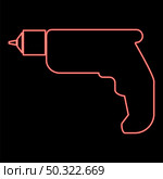 Neon hand drill red color vector illustration flat style light image. Neon hand drill red color vector illustration flat style image. Стоковая иллюстрация, агентство Ingram Publishing / Фотобанк Лори